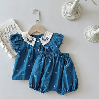 Floral Collar Vintage Romper Set - RYAN AND REMI