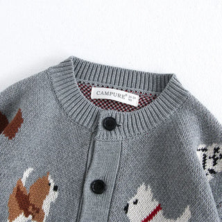 Jacquard Dog Cardigan Knitted Sweater - RYAN AND REMI