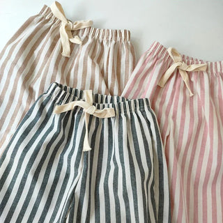 Neutral Striped Linen Cotton Pants - RYAN AND REMI