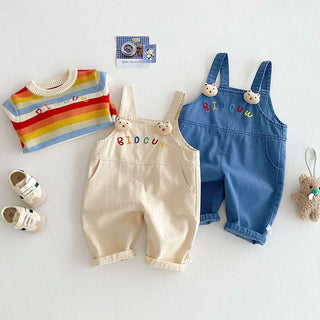 Bear Embroidered Overalls - RYAN AND REMI