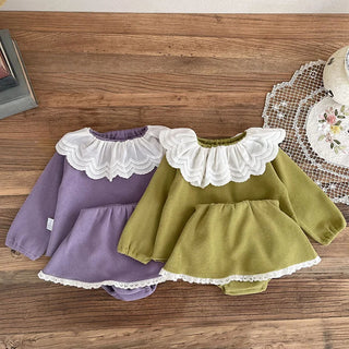 Lace Collar Suede Set - RYAN AND REMI