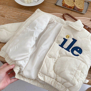 Smile Embroidery Puff Jacket - RYAN AND REMI