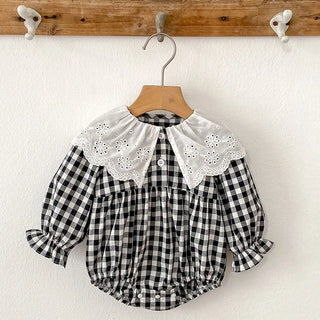 Lapel Checkered Romper - RYAN AND REMI