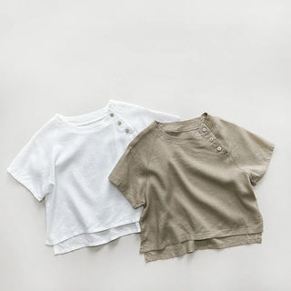 Boys Casual Slant Button Linen Shirt - RYAN AND REMI