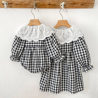 Lapel Checkered Romper - RYAN AND REMI