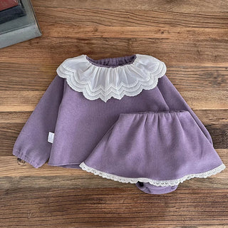 Lace Collar Suede Set - RYAN AND REMI