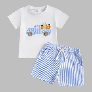 Boys Casual Stripe Shorts Set - RYAN AND REMI