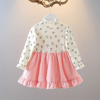 Corduroy Suspender Floral Dress - RYAN AND REMI
