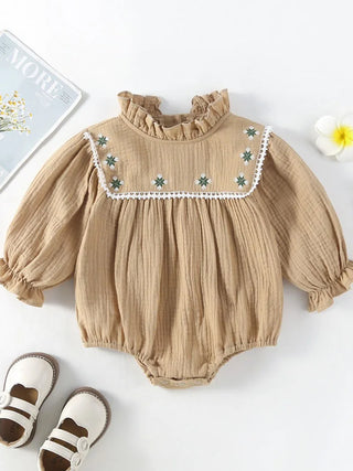 Ruffled Collar Long Sleeve Romper - RYAN AND REMI