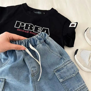 Drawstring Denim Cargo Shorts - RYAN AND REMI