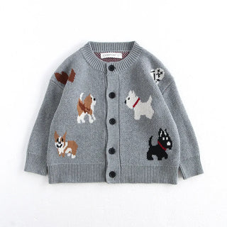 Jacquard Dog Cardigan Knitted Sweater - RYAN AND REMI