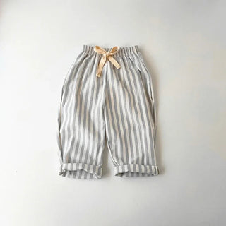 Neutral Striped Linen Cotton Pants - RYAN AND REMI