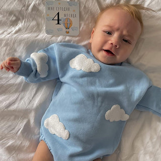 Soft Sky Blue Cloud Sweater Bodysuit - RYAN AND REMI