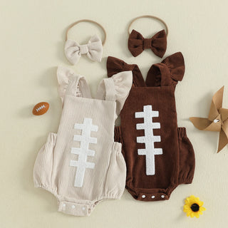 Football Embroidery Bodysuit Set - RYAN AND REMI