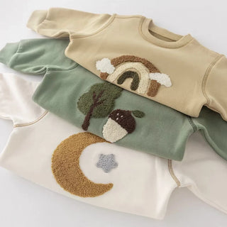 Fuzzy Patch Contrast Jogger Set - RYAN AND REMI