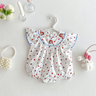 Sleeveless Strawberry Romper - RYAN AND REMI