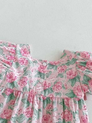 Floral Puff Sleeve Romper Set - RYAN AND REMI