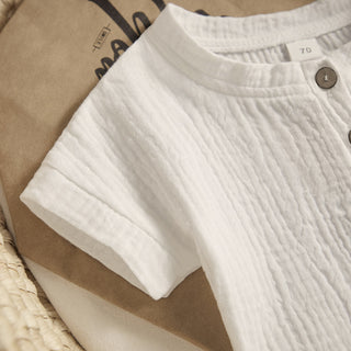 Boys Linen Striped shorts and Shirt Set - RYAN AND REMI