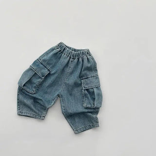 Denim Cargo Loose Pants - RYAN AND REMI
