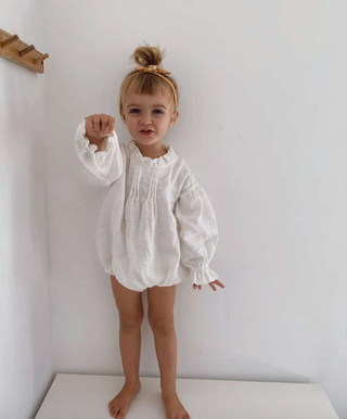 Girls Long Sleeve Linen Bodysuit - RYAN AND REMI