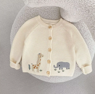 Animal Embroidery Sweater Cardigan - RYAN AND REMI