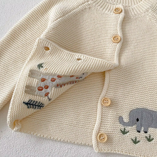 Animal Embroidery Sweater Cardigan - RYAN AND REMI