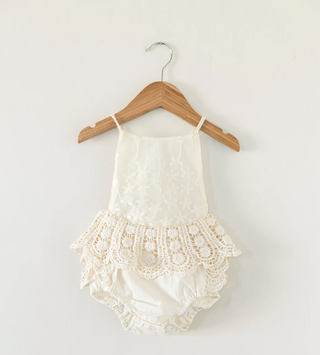Newborn Ruffle Lace Backless Romper - RYAN AND REMI