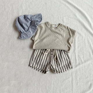 Boys Striped Button Shorts - RYAN AND REMI