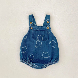 Bear Printed Denim Jumpsuit - RYAN AND REMI