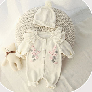Embroidery Flower Knitted Romper Set - RYAN AND REMI