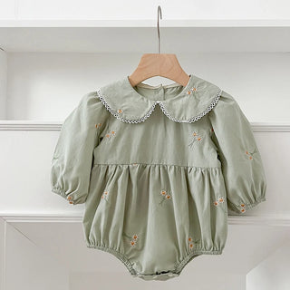 Long Sleeve  Embroidery Flower Romper - RYAN AND REMI