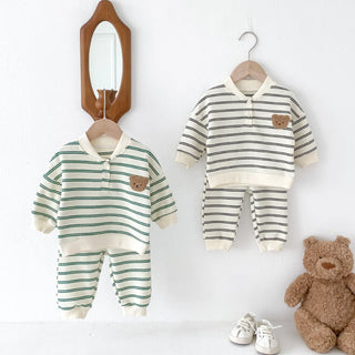 Striped Teddy Bear Lounge Set - RYAN AND REMI