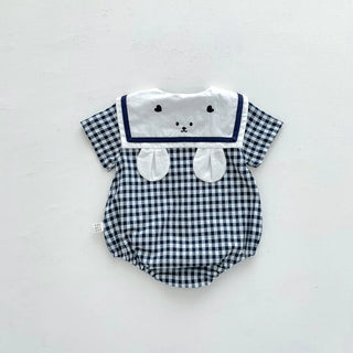 Plaid Bunny Collar Romper - RYAN AND REMI