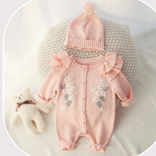 Embroidery Flower Knitted Romper Set - RYAN AND REMI