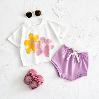 Flower Print T shirts Shorts Set - RYAN AND REMI