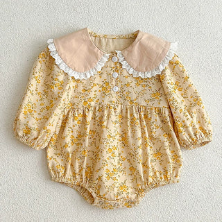 Autumn Newborn Baby Girls Bodysuits Long Sleeved Cotton Lace Flower Infant Baby Girls Jumpsuit Spring 0-24M Children Clothes - RYAN AND REMI