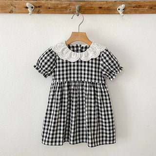 Checkered Eyelet Collar Sister Outfit - RYAN AND REMI