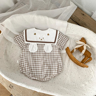 Plaid Bunny Collar Romper - RYAN AND REMI