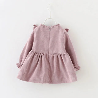 Ruffle Ribbon Corduroy Dress - RYAN AND REMI