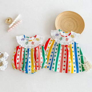 Rainbow Polka Dot Sister Outfit - RYAN AND REMI
