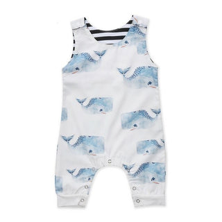Beach Whale Print Button Romper Jumpsuit - RYAN AND REMI