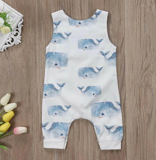 Beach Whale Print Button Romper Jumpsuit - RYAN AND REMI