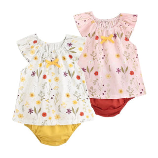 Sanlutoz Summer Baby Clothes Sets Flower Toddler Tops + Bottoms 2pcs Casual Cotton Baby Outfits Sets - RYAN AND REMI