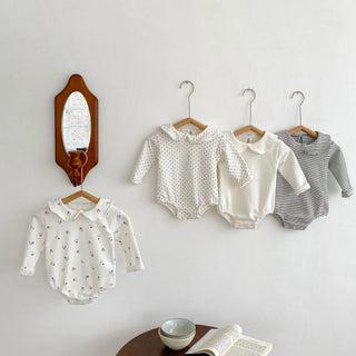 New autumn baby collar low opening jumpsuit with children's long sleeves made of cotton, soft and comfortable - RYAN AND REMI