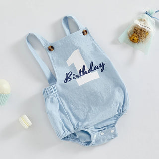 Newborn Baby Overalls Romper 1st Birthday Party Clothes Summer Adorable Sleeveless Square Neck Straps Tank Romper for Girl Boy - RYAN AND REMI