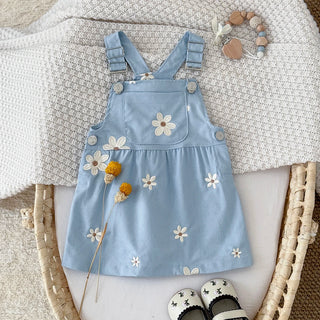 Blue Flower Embroidery Dress