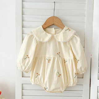 Long Sleeve  Embroidery Flower Romper
