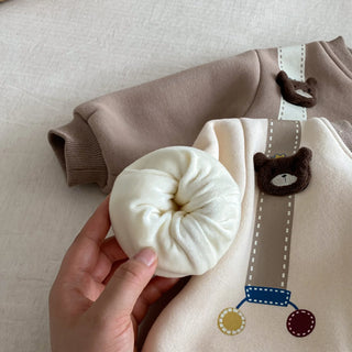 Fleece Cartoon Bear Jumpsuit