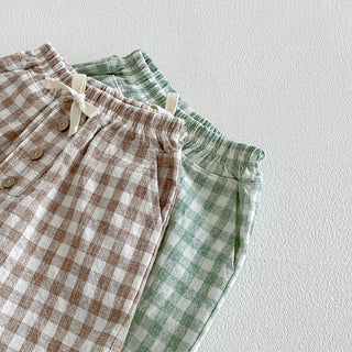 Linen Cotton Plaid Shorts