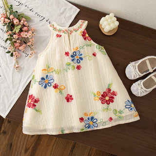 Embroidered Round Neck Dress A / 6-9M